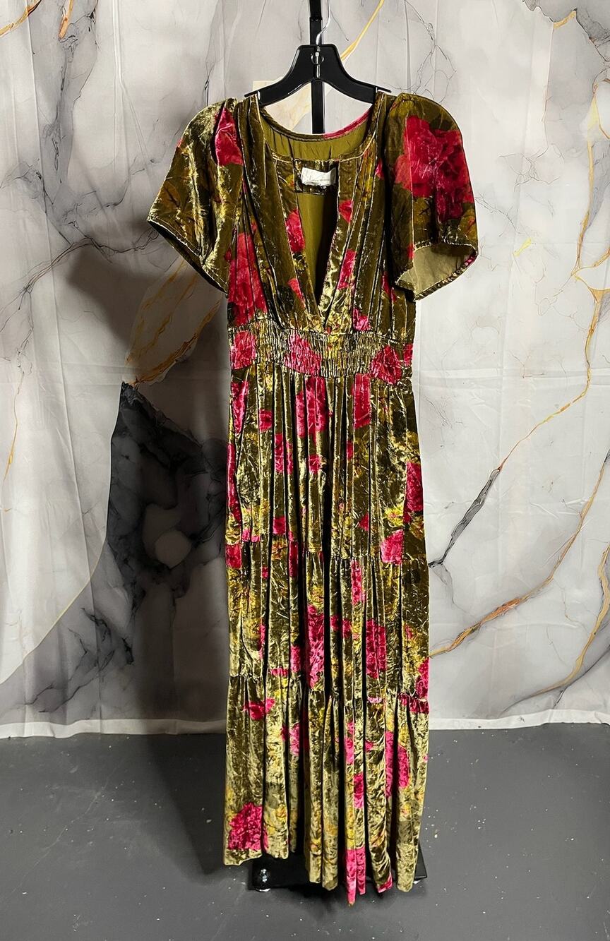 Anthropologie The Somerset Velvet Maxi Dress Size XS